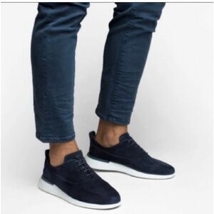 WOLF & SHEPHERD Leather Crossover Longwing Nubuck Shoes Mens 14M Navy